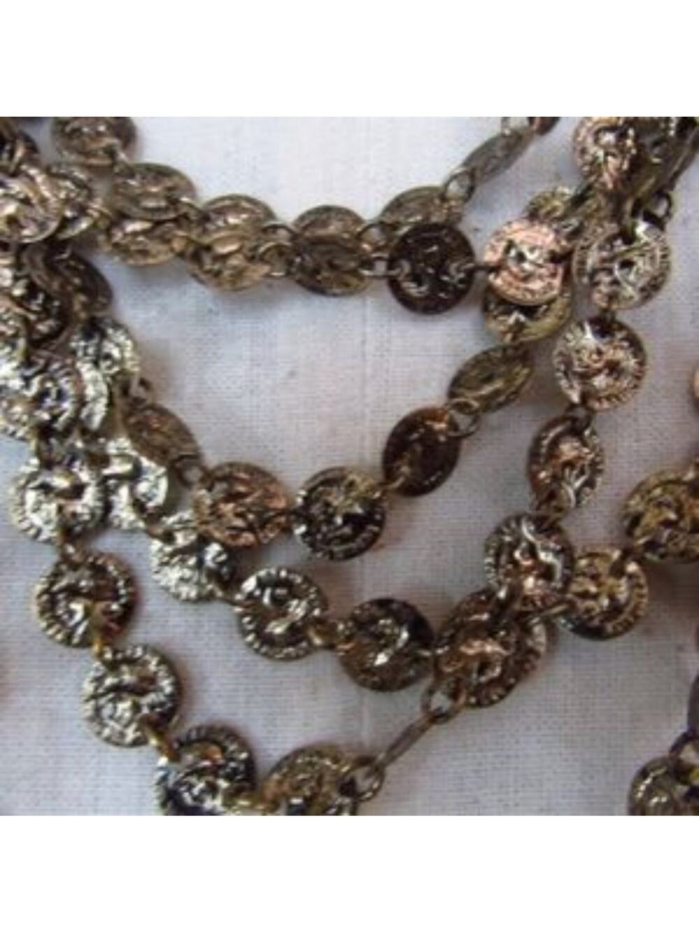 Multi Layer Gold Tone Fashion Necklace Adjustable Length Statement Piece Neck